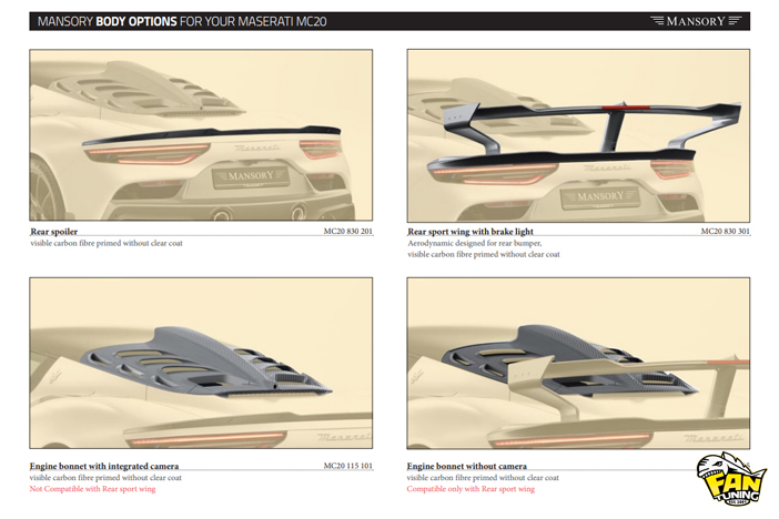 Аэродинамический обвес Mansory Soft Kit на Мазерати (Maserati) MC20 