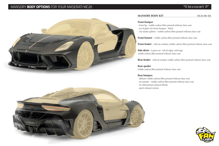 Аэродинамический обвес Mansory Widebody на Мазерати (Maserati) MC20 